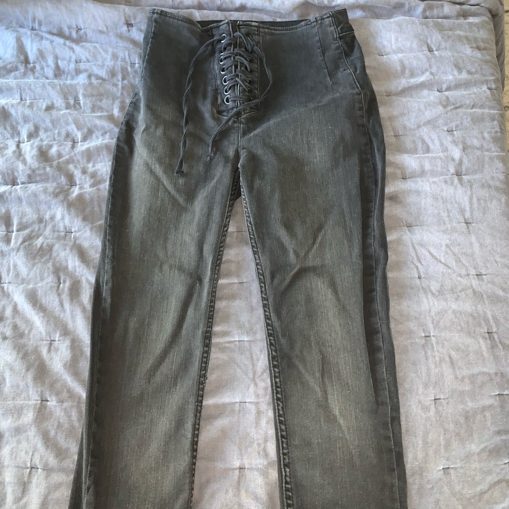 Free People Lace Up Jeans